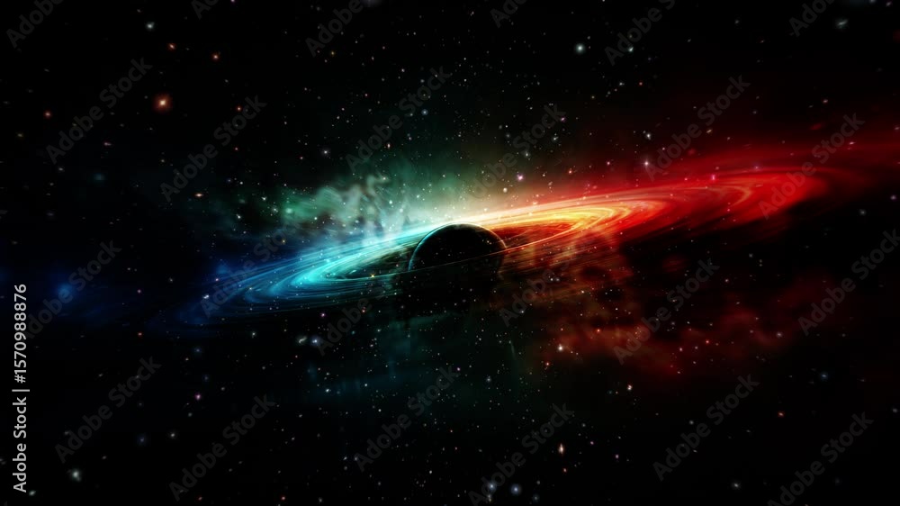 Poster 4k 3d loop space exploration space travel black hole and colorful stars fields in outer space scienc