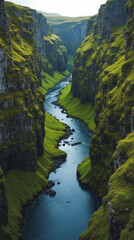 Fjarrgljfur Canyon Iceland — Fairy-Tale Green Canyon with Winding River and Sheer Mossy Walls