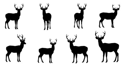 Fototapeta premium set of deer silhouettes
