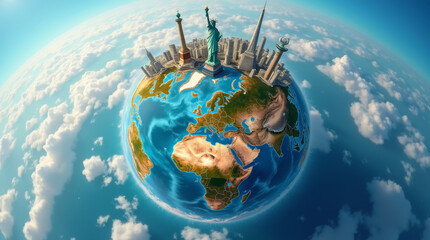 Aerial View of Iconic Landmarks with Panoramic Cityscape and Cultural Heritage