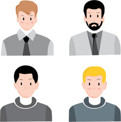 Funny cartoon business people character sets with office team managers and worker avatars