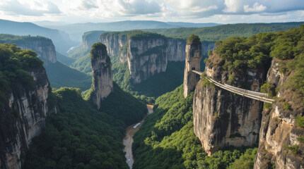 Tsingy de Bemaraha Madagascar Jagged Limestone Forest with Razor-Sharp Pinnacles and Hanging Bridges