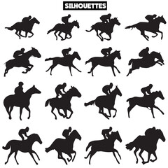 World Horse day vector animals silhouettes set-26