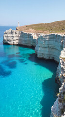 Milos Island Greece White Volcanic Rocks and Turquoise Sea Caves