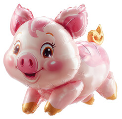 pig shaped balloon isolated on transparent background