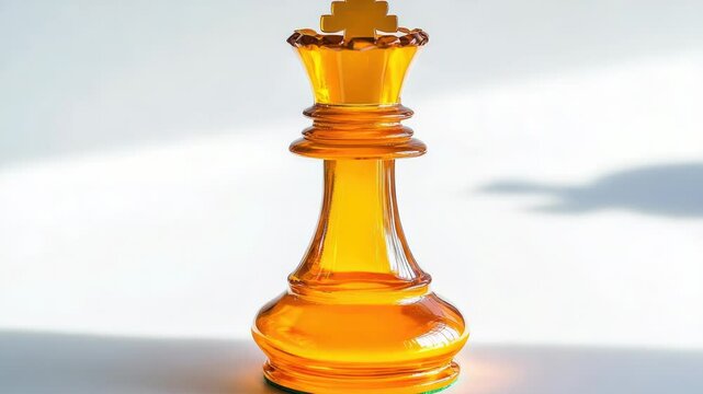 A single yellow glass chess piece on a white background