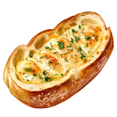 Delicious Baked Bread with Creamy Cheese Filling Perfect Appetizer or Side Dish isolated on transparent background