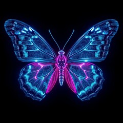 Cyberpunk Glowing Butterfly with Neon Wings