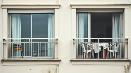 Santander Peacastillo Close-Up of Two Balconies from Coastal Apartment Building