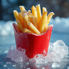 French Fries Emoji — 3D Emoji-Style Icon of a Pack of Crispy Golden Fries in a Red Carton