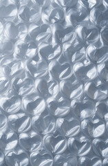Close-up of heart shaped bubble wrap on a shiny silver background. Plastic texture with a top-down view, ideal for product packaging or commercial design projects. Unique and playful pattern.