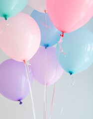 Pastel Balloons Floating Against a Light Background