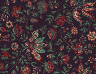 Retro vintage floral vector set.