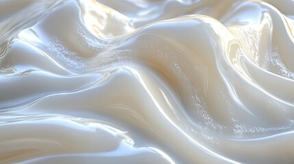 Fototapeta premium Iridescent waves undulate with subtle luminosity. Soft, pearly texture creates smooth, gentle curves