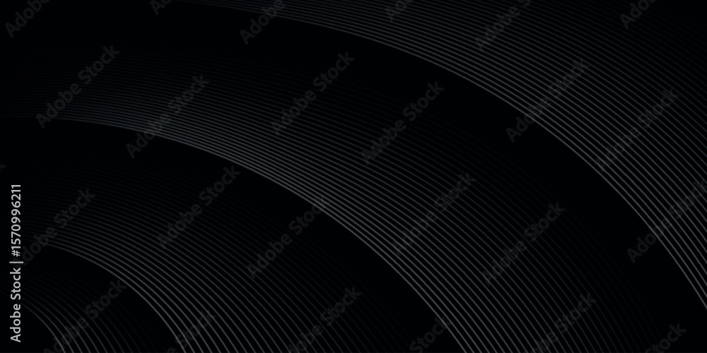 Aufkleber black abstract background overlapping on dark space with elegant curved line effect. modern minimali