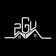 ZGU Real State logo design, ZGU simple and modern logo. ZGU luxurious alphabet design
