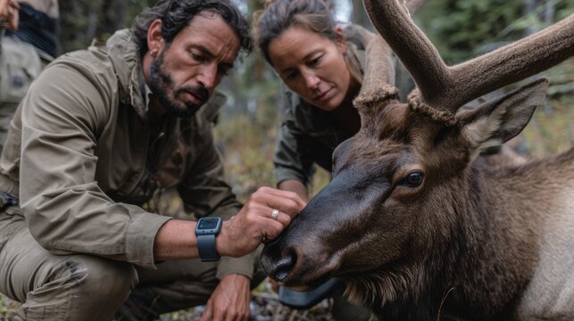 Wildlife conservation efforts forest habitat animal interaction outdoor environment close-up view nature preservation