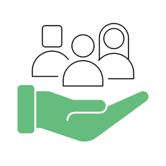 Simple line icon of Inclusivity – Diverse Group of People Representing Equal Access to AI Technology on Transparent Background.  