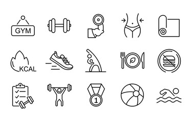 Fitness icon set vector sports and fitness icon set