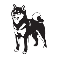 An expressive Shiba Inu digital black silhouette, reflecting its lively nature - Shiba Inu silhouette - Shiba Inu Vector - Silhouette of Shiba Inu - dog silhouette

