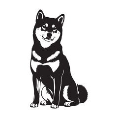 A charming Shiba Inu digital black vector, ideal for various projects - Shiba Inu silhouette - Shiba Inu Vector - Silhouette of Shiba Inu - dog silhouette

