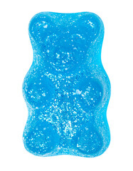 blue gummy bear with glitter isolated on transparent background, png