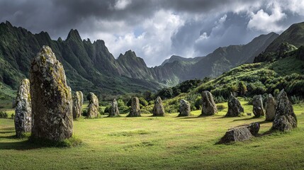 landscape with mountains and clouds