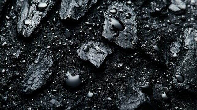 Dark, wet charcoal fragments