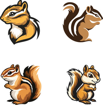Cute chipmunk vector illustration animal design set art eps