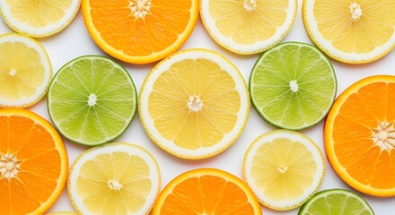 A colorful assortment of fresh, juicy citrus fruits, including lemon , lemons, limes, and grapefruits, presented as whole fruits, halves, and wedges. This bright and healthy collection lemon day