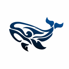 Tribal Style Whale Vector Illustration with Water Splash