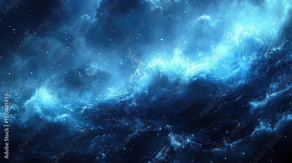 Canvas Prints ethereal cosmic swirls dance in celestial blues, creating a mesmerizing scene of wonder