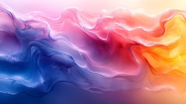 Abstract Fluid Art: Dynamic Gradient of Blue, Pink, Red, and Yellow Creating a Captivating Artistic Texture