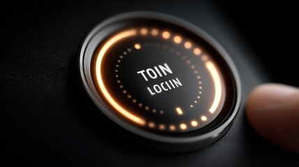 TOIN LOCIIN Button with Finger Ready to Press, Circular Light Element, Modern Technology