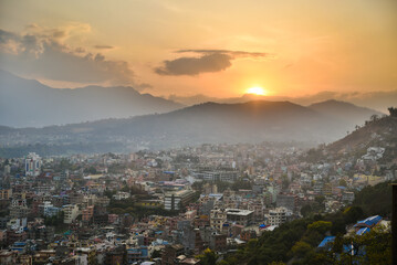 Early morning gaze out over the residential areas of Nepal