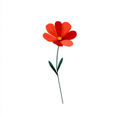 Obraz premium Beautiful hand-drawn red flower doodle with green stem for creative designs and projects