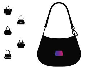 Silhouette bag style set, stylish fashion accessories collection. female bag vector