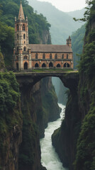 Las Lajas Sanctuary Colombia Gothic Church Built Across Canyon with Cascading River Below