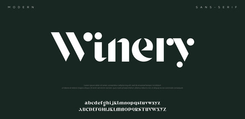 Winery Modern alphabet letters font logo. Typography luxury minimal lettering fonts decorative wedding vintage retro logos. vector illustration