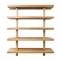 Wooden shelves set isolated on white background perfect for interior decor organization and product display
