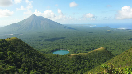 Mount Pelée Martinique Lush Volcanic Slopes with Ruins of Lost City