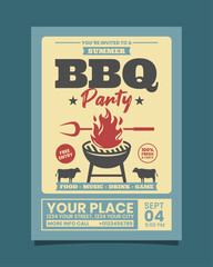 Teall Illustrative Summer BBQ Party Vertical Poster Invitation Template