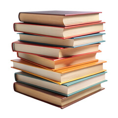 Books stacked in a neat pile isolated on white background perfect for reading education and library use
