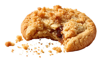 Crumble-Topped Cookie with Bite, isolated on transparent background
