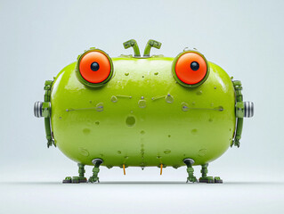Futuristic Green Robot Design Resembling a Playful Character with Bright Eyes