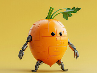 Robotic Carrot Animal Fusion Featuring Lifelike Features and Playful Plant Elements