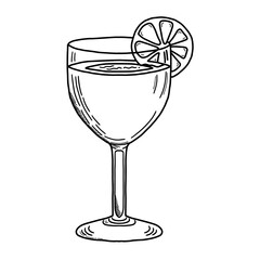 Hand drawn cocktail glass vector illustration. Hand drawn sketch. Icon, symbol, logo party cocktail glass doodle style