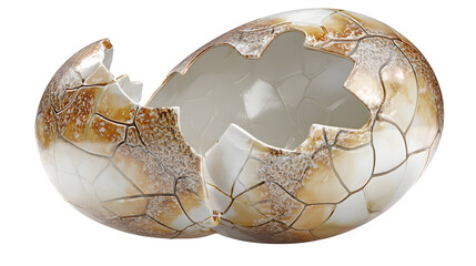 Cracked eggshell 3d rendered, isolated on transparent background