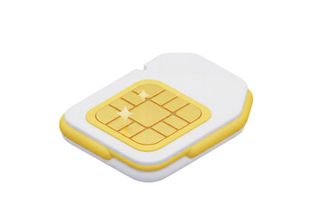 High-Resolution Isometric Illustration of a SIM Card Mobile Connectivity and Data