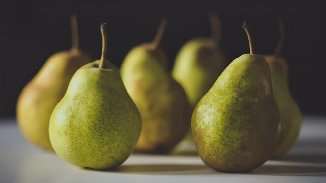 Fresh green pears closeup